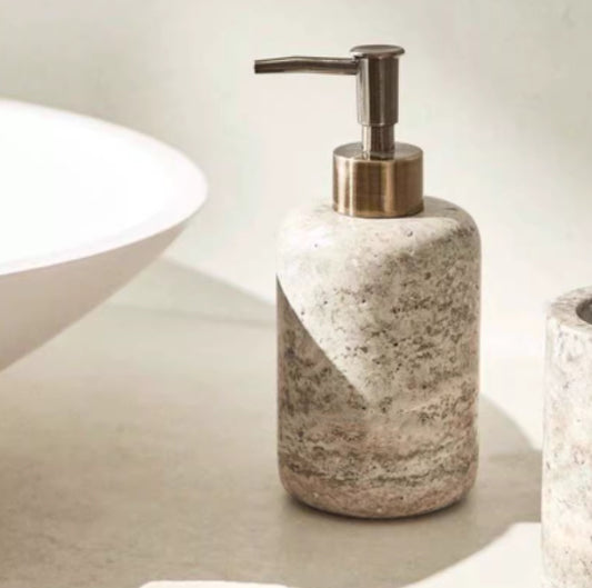 Travertine Lotion Bottles with Vanity Tray